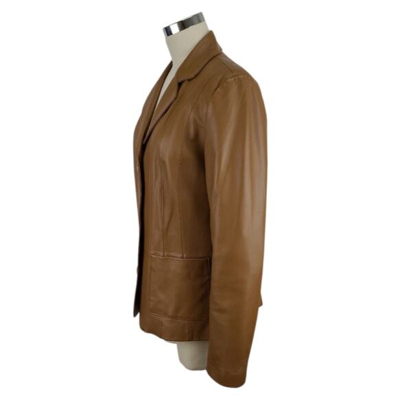 Monterey Bay Brown Genuine Leather Single Breasted Blazer Size 10T Tailored EUC - Picture 2 of 12